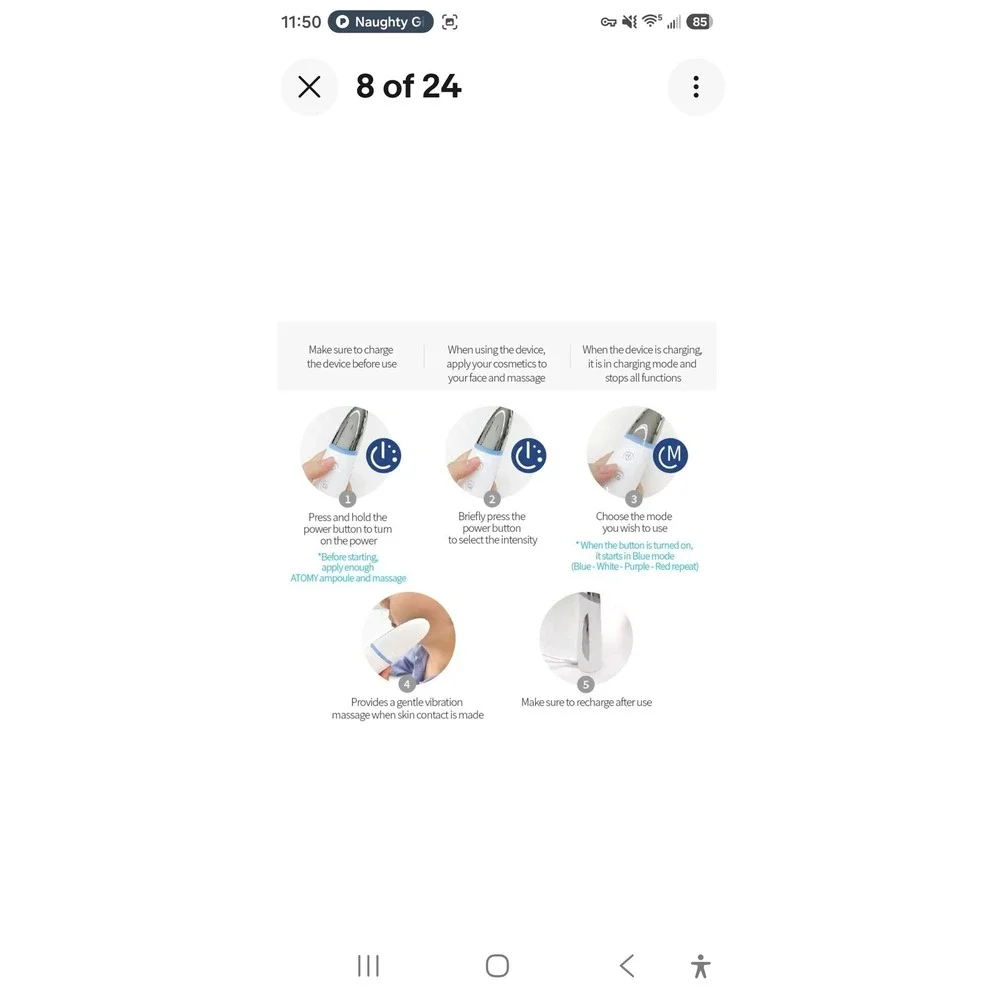Atomy Korea EPSkinbooster FacialDevice White Silver ElectroporationSkincare Tech